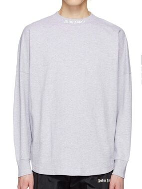 PALM ANGELS - Grey Cotton Long Sleeve T-Shirt